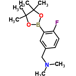 1-(4-Fluoro-3-(4,4,5,5-tetramethyl-1,3,2-dioxaborolan-2-yl)phenyl)-N,N-dimethylmethanamine结构式