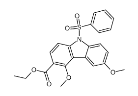9-Benzenesulfonyl-4,6-dimethoxy-9H-carbazole-3-carboxylic acid ethyl ester结构式