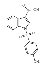(1-对甲苯磺酰基-1H-吲哚-3-基)硼酸结构式