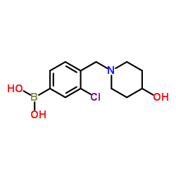 (3-chloro-4-((4-hydroxypiperidin-1-yl)Methyl)phenyl)boronic acid structure