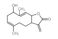 Cyclodeca[b]furan-2(3H)-one,3a,4,5,8,9,11ahexahydro- 9-hydroxy-6,10-dimethyl-3- methylene-,(3aS,6E,9R,10E,11aR)-结构式