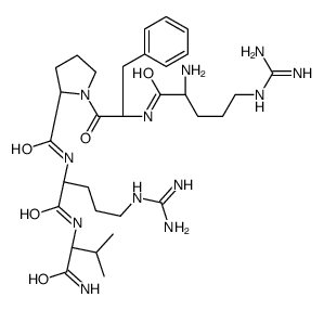 (2R)-1-[(2R)-2-[[(2R)-2-amino-5-(diaminomethylideneamino)pentanoyl]amino]-3-phenylpropanoyl]-N-[(2R)-1-[[(2R)-1-amino-3-methyl-1-oxobutan-2-yl]amino]-5-(diaminomethylideneamino)-1-oxopentan-2-yl]pyrrolidine-2-carboxamide Structure