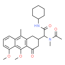 2-Anthraceneacetamide,N-cyclohexyl-1,2,3,4-tetrahydro-5,10-dimethoxy-9-methyl-alpha-(N-methylacetamido)-4-oxo-(8CI) Structure