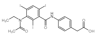 2-[4-[[3-(acetyl-ethyl-amino)-2,4,6-triiodo-benzoyl]amino]phenyl]acetic acid structure