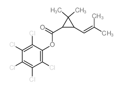 Cyclopropanecarboxylicacid, 2,2-dimethyl-3-(2-methyl-1-propen-1-yl)-, 2,3,4,5,6-pentachlorophenylester结构式