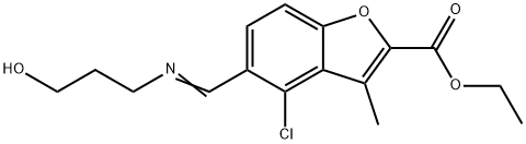 Ethyl 4-chloro-5-{(E)-[(3-hydroxypropyl)imino]methyl}-3-methyl-1-benzofuran-2-carboxylate Structure