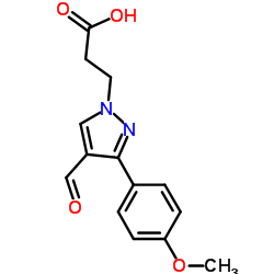 3-[4-Formyl-3-(4-methoxyphenyl)-1H-pyrazol-1-yl]propanoic acid structure