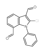 2-chloro-1-phenyl-indole-3,7-dicarbaldehyde结构式