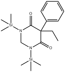 1,3-Bis(trimethylsilyl)-2,3-dihydro-5-ethyl-5-phenylpyrimidine-4,6(1H,5H)-dione structure