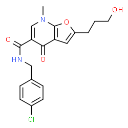 Furo[2,3-b]pyridine-5-carboxamide,N-[(4-chlorophenyl)methyl]-4,7-dihydro-2-(3-hydroxypropyl)-7-methyl-4-oxo- Structure