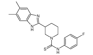 1-Piperidinecarbothioamide,3-(5,6-dimethyl-1H-benzimidazol-2-yl)-N-(4-fluorophenyl)-(9CI) structure