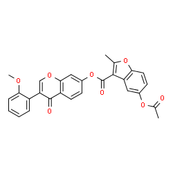 3-(2-methoxyphenyl)-4-oxo-4H-chromen-7-yl 5-acetoxy-2-methylbenzofuran-3-carboxylate Structure