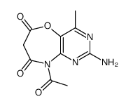 9-acetyl-2-amino-4-methyl-9H-pyrimido[5,4-b][1,4]oxazepine-6,8-dione结构式