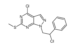 4-chloro-1-(2-chloro-2-phenylethyl)-6-methylsulfanylpyrazolo[3,4-d]pyrimidine结构式
