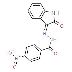 (E)-4-nitro-N-(2-oxoindolin-3-ylidene)benzohydrazide结构式