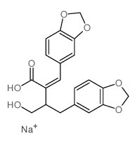 1,3-Benzodioxole-5-butanoicacid, a-(1,3-benzodioxol-5-ylmethylene)-b-(hydroxymethyl)-, sodium salt(1:1) Structure