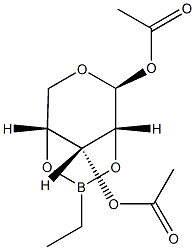 2-O,4-O-(Ethylboranediyl)-β-D-ribopyranose 1,3-diacetate structure