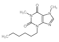 3-hexyl-1,7-dimethyl-purine-2,6-dione structure