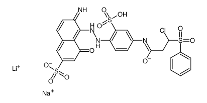 lithium sodium 6-amino-5-[[4-[[3-chloro-1-oxo-3-(phenylsulphonyl)propyl]amino]-2-sulphonatophenyl]azo]-4-hydroxynaphthalene-2-sulphonate结构式