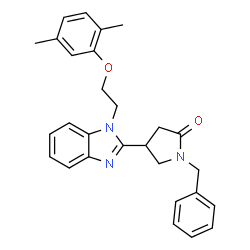 1-benzyl-4-(1-(2-(2,5-dimethylphenoxy)ethyl)-1H-benzo[d]imidazol-2-yl)pyrrolidin-2-one structure