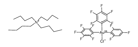 cis-Bu4N[Au(pentafluorophenyl)2(2,4,6-C6F3H2)Cl] Structure