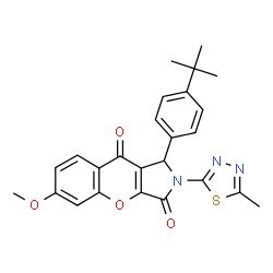 1-(4-tert-butylphenyl)-6-methoxy-2-(5-methyl-1,3,4-thiadiazol-2-yl)-1,2-dihydrochromeno[2,3-c]pyrrole-3,9-dione结构式