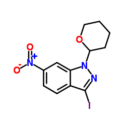 3-Iodo-6-nitro-1-(tetrahydro-2H-pyran-2-yl)-1H-indazole structure