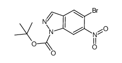 tert-butyl 5-bromo-6-nitro-1H-indazole-1-carboxylate结构式