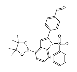BENZALDEHYDE, 4-[1-(PHENYLSULFONYL)-4-(4,4,5,5-TETRAMETHYL-1,3,2-DIOXABOROLAN-2-YL)-1H-PYRROLO[2,3-B]PYRIDIN-2-YL]- Structure