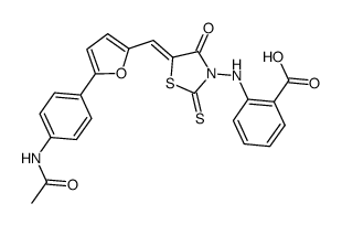 2-{5-[5-(4-acetylaminophenyl)furan-2-ylmethylene]-4-oxo-2-thioxothiazolidin-3-ylamino}benzoic acid结构式