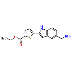 Ethyl 5-[5-(aminomethyl)-1H-indol-2-yl]-2-thiophenecarboxylate结构式