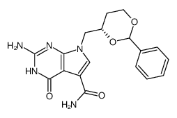 2-amino-5-(aminocarbonyl)-7-((S)-2,4-O-benzylidene-2,4-dihydroxybutyl)pyrrolo(2,3-d)pyrimidin-4-one Structure