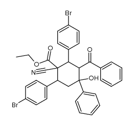 ethyl 3-benzoyl-2,6-bis(4-bromophenyl)-1-cyano-4-hydroxy-4-phenylcyclohexanecarboxylate Structure
