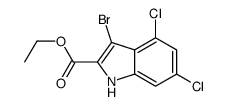ethyl 3-bromo-4,6-dichloro-1H-indole-2-carboxylate结构式