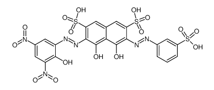 4,5-Dihydroxy-3-[(2-hydroxy-3,5-dinitrophenyl)azo]-6-[(3-sulfophenyl)azo]-2,7-naphthalenedisulfonic acid structure