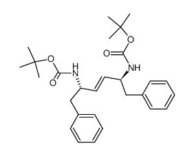 (2S,5S)-2,5-bis-((1,1-dimethylethoxy)carbonylamino)-1,6-diphenylhex-3-ene Structure