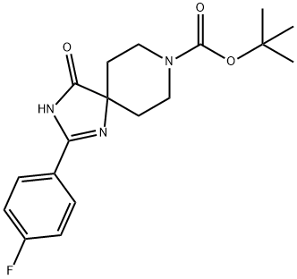 tert-Butyl2-(4-fluorophenyl)-4-oxo-1,3,8-triazaspiro[4.5]dec-1-ene-8-carboxylate Structure