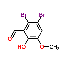 2,3-DIBROMO-6-HYDROXY-5-METHOXY-BENZALDEHYDE结构式