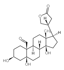 (3S,5S,8R,9S,10S,13R,14S,17R)-3,5,14-trihydroxy-13-methyl-17-[(3R)-5-oxooxolan-3-yl]-2,3,4,6,7,8,9,11,12,15,16,17-dodecahydro-1H-cyclopenta[a]phenanthrene-10-carbaldehyde结构式