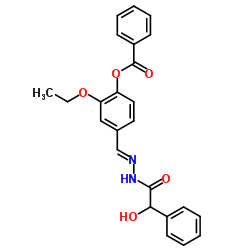 2-Ethoxy-4-[(E)-{[hydroxy(phenyl)acetyl]hydrazono}methyl]phenyl benzoate Structure