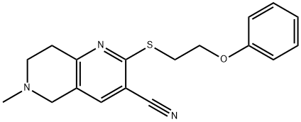 6-methyl-2-[(2-phenoxyethyl)sulfanyl]-5,6,7,8-tetrahydro[1,6]naphthyridine-3-carbonitrile结构式