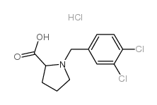 1-(3,4-DICHLORO-BENZYL)-PYRROLIDINE-2-CARBOXYLIC ACID HYDROCHLORIDE结构式