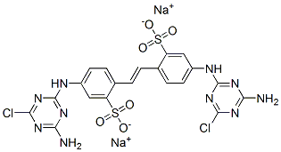 4,4'-Bis(4-amino-6-chloro-1,3,5-triazin-2-ylamino)-2,2'-stilbenedisulfonic acid disodium salt structure