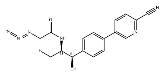 2-Azido-N-{(1R,2S)-1-[4-(6-cyano-3-pyridinyl)phenyl]-3-fluoro-1-hydroxy-2-propanyl}acetamide structure