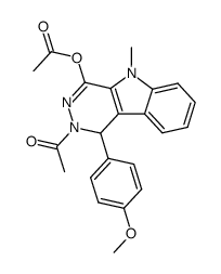 4-acetoxy-2-acetyl-1-(4-methoxy-phenyl)-5-methyl-1,5-dihydro-2H-pyridazino[4,5-b]indole结构式