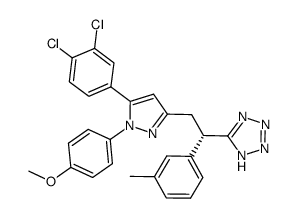 5-{(S)-2-[5-(3,4-Dichloro-phenyl)-1-(4-methoxy-phenyl)-1H-pyrazol-3-yl]-1-m-tolyl-ethyl}-1H-tetrazole Structure