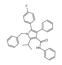 1-Benzyl-5-(4-fluoro-phenyl)-2-isopropyl-4-phenyl-1H-pyrrole-3-carboxylic acid phenylamide结构式