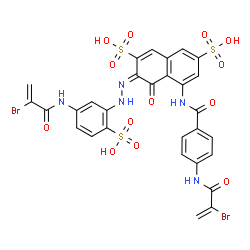 5-[[4-[(2-bromo-1-oxoallyl)amino]benzoyl]amino]-3-[[5-[(2-bromo-1-oxoallyl)amino]-2-sulphophenyl]azo]-4-hydroxynaphthalene-2,7-disulphonic acid Structure