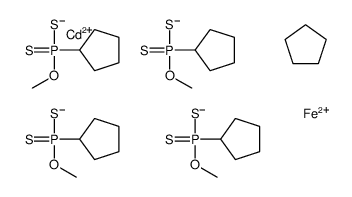 cadmium(2+),cyclopentane,cyclopentyl-methoxy-disulfidophosphanium,iron(2+) Structure