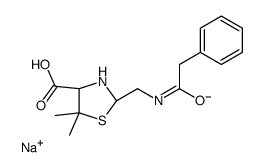 sodium,(2R,4S)-5,5-dimethyl-2-[[(2-phenylacetyl)amino]methyl]-1,3-thiazolidine-4-carboxylate结构式